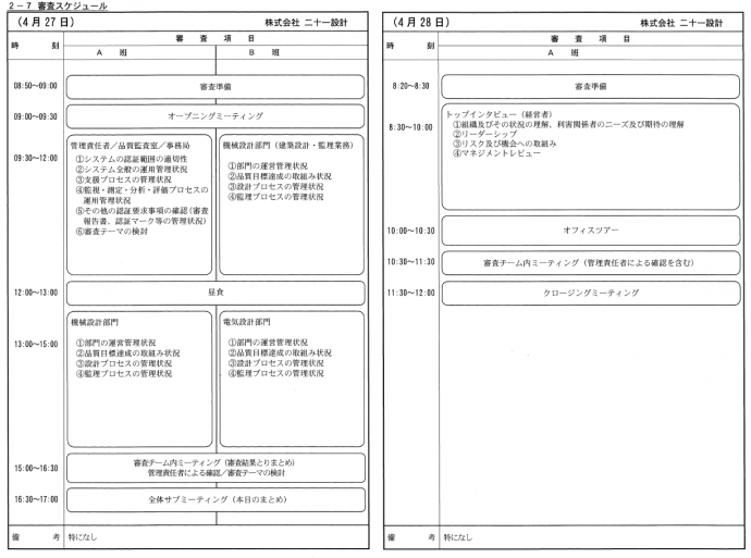 審査スケジュール